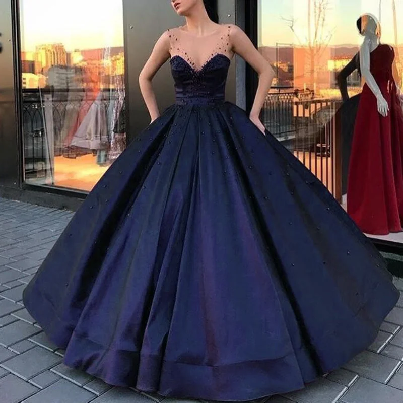 Women's Elegant Outfit Seasonal Trends WD6874 Scoop Neck Ball Gown Wedding Dress Satin bridal Engagement Dress Reception Wedding party Gown 2018