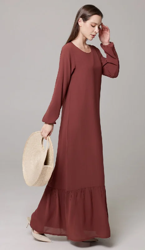 Comfortable Women's Clothing Flash Sale Fever Batool Modest Chiffon Long Maxi Dress - Brick