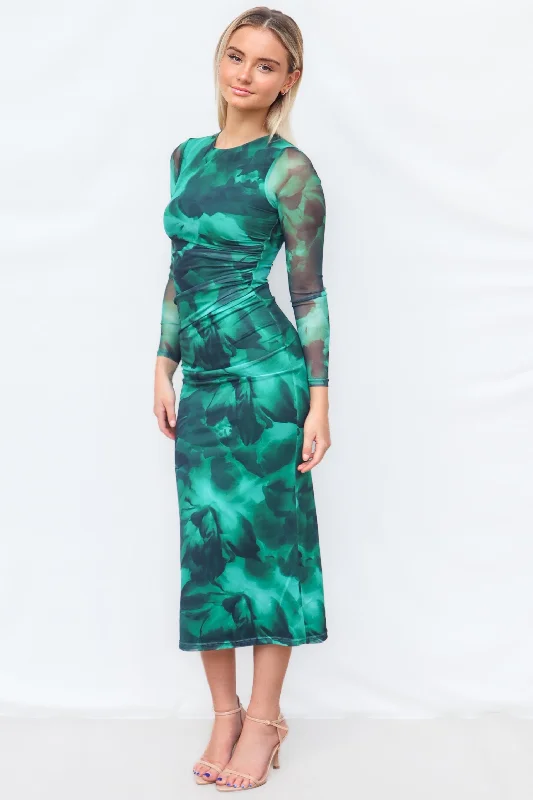 Women's Vacation Clothes Trend Leading Collection Comet Maxi Dress - Green Print