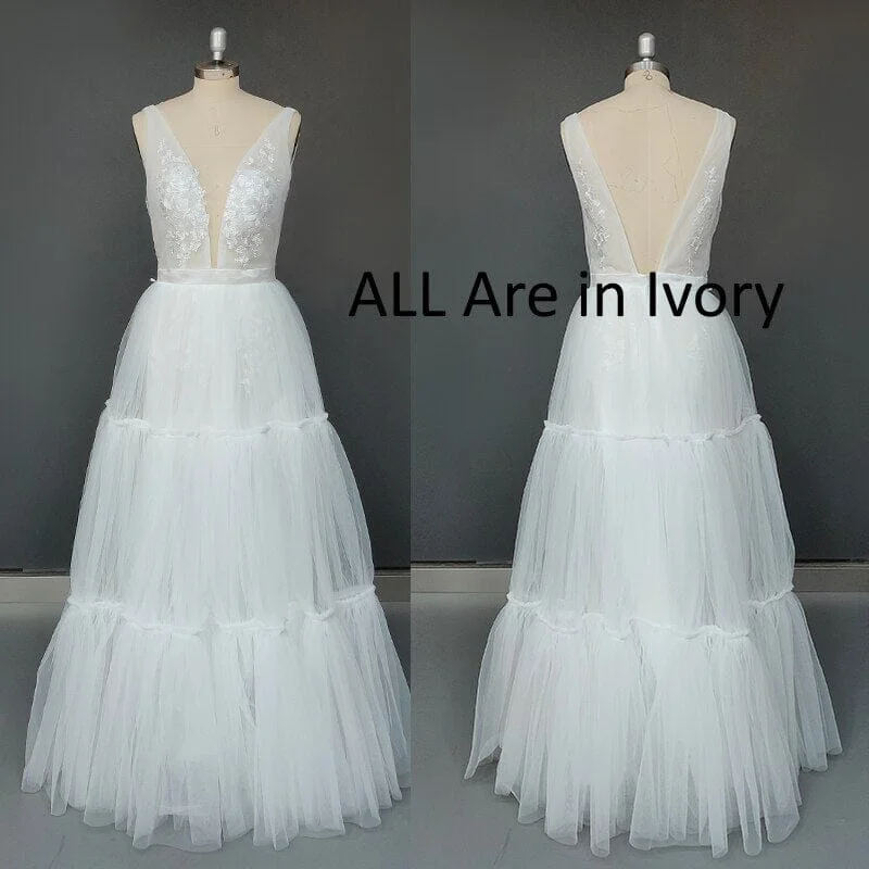 Women's Sporty Clothes Holiday Glam Tulle Whisper Boho Wedding Dress