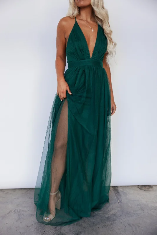 Women's Professional Apparel Affordable Trendy Fashion Love Spell Gown (Hunter Green)