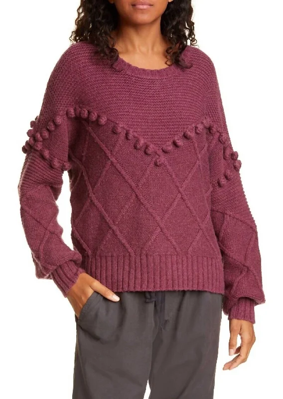 Women's Plus-Size Garments Special Offer Kaaya Textured Mixed Knit Pullover Sweater In Purple