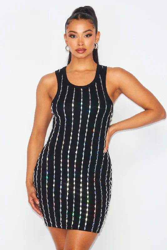 Stylish Women's Attire Style Without Limits Sonrisa Beaded Jewel Racerback Tank Mini Dress