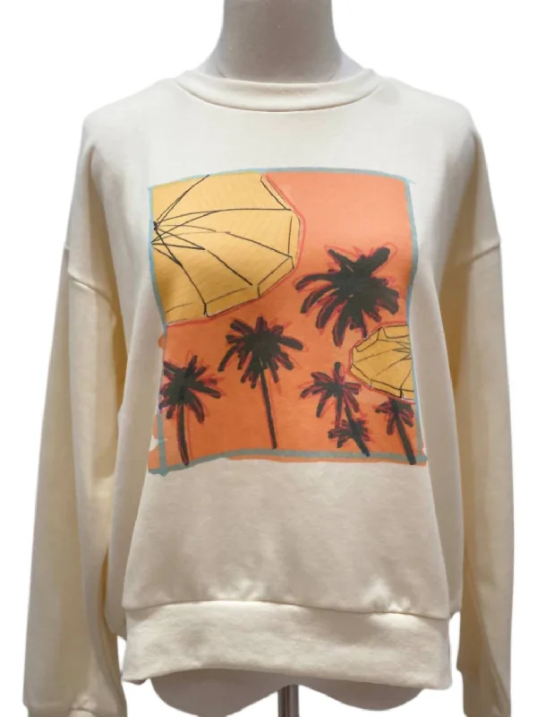 Women's Formal Event Attire Hot Picks Palms Graphic Sweatshirt In Ivory