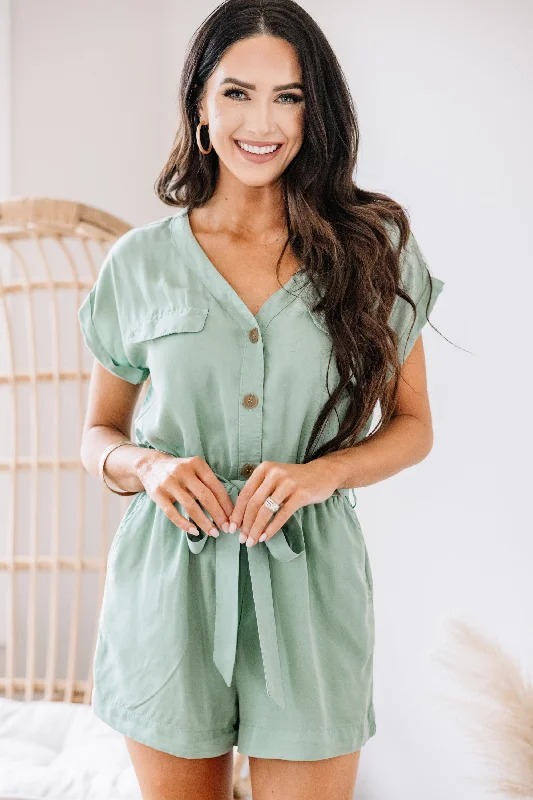 Affordable Women's Clothes Relaxed Style Deals Just Think About It Spearmint Green Romper