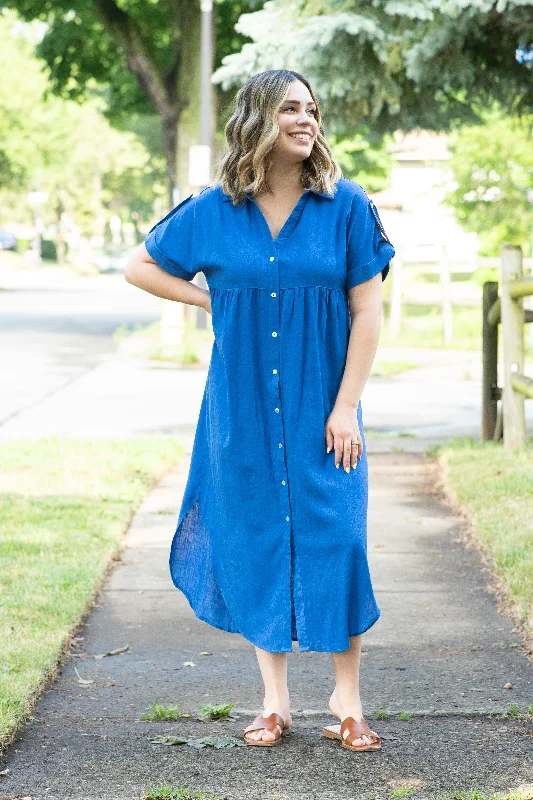 Women's Trendy Attire Clearance Sale, All Cheap The Katie T-shirt Dress in Royal Blue (FINAL SALE)