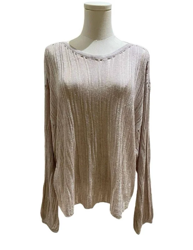 Women's Chic Outfit Luxe Style Discounts Women's Open Knit Lightweight Pullover Sweater In Dusty Pink