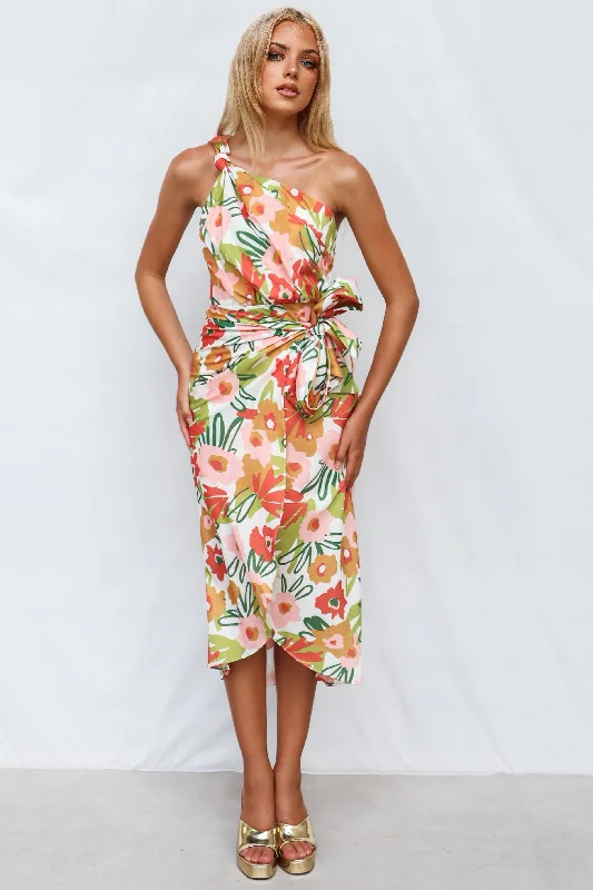 Timeless Women's Apparel Laid-Back Fashion Offers Mawson Midi Dress - Orange/Multi Print