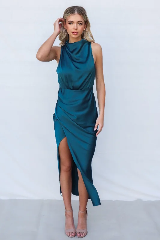 Women's Elegant Evening Outfit The Good Stuff Diaz Midi Dress - Teal