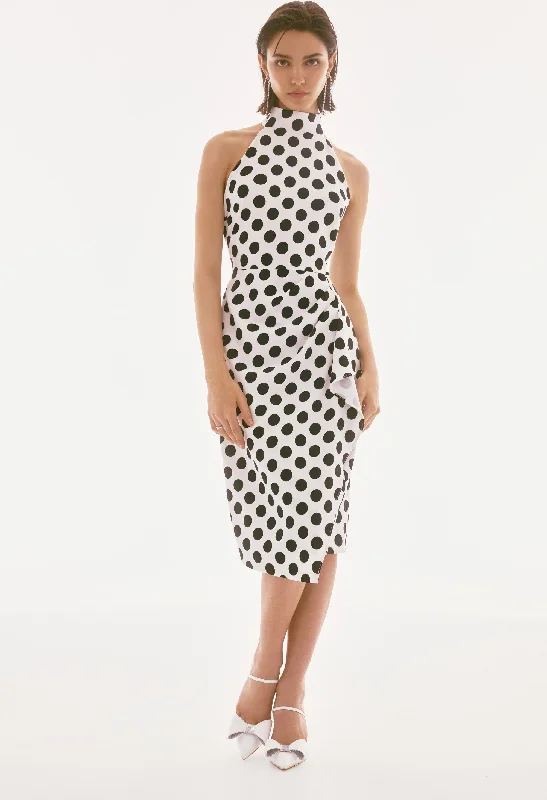 Women's Seasonal Apparel Relaxed Style Deals Polka-dot Halter Wrap Dress