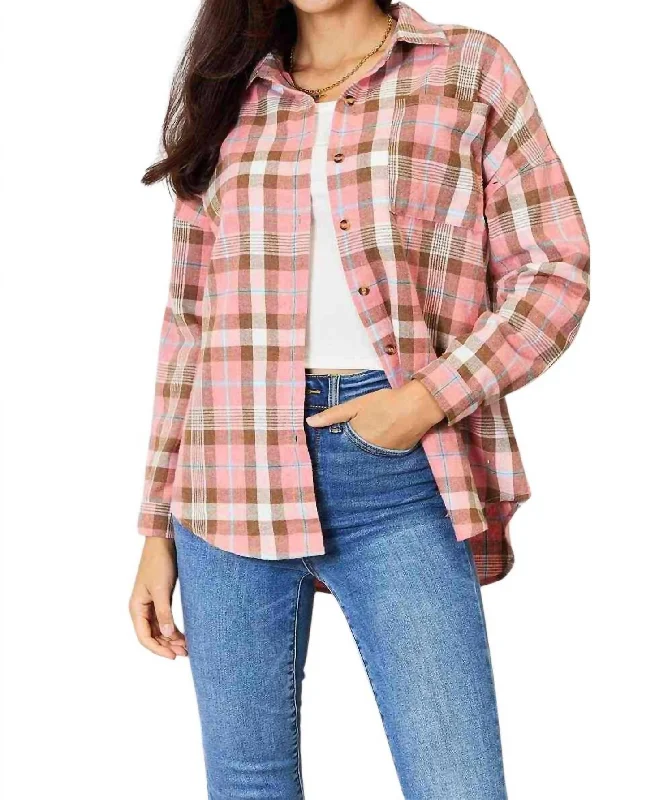 Limited Time Offers Timeless Plaid Shirt In Peach