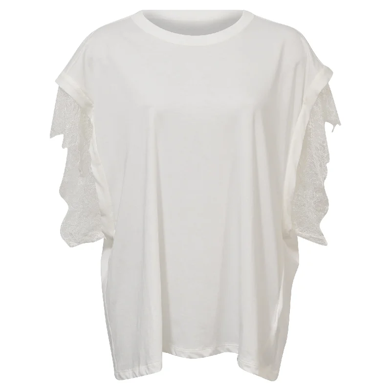 Style Without Limits Iro Lace-Trimmed Top in White Jersey