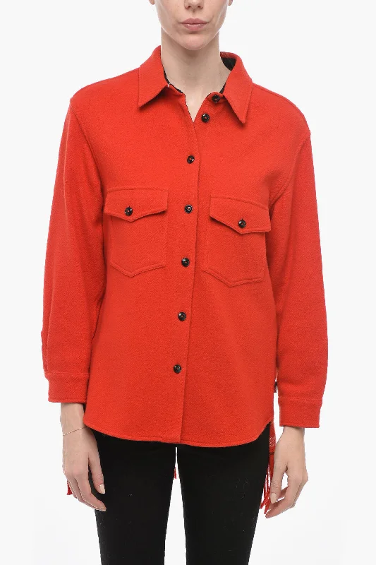 Seasonal Fashion Woolrich Wool Blend Shirt with Fringed Detail