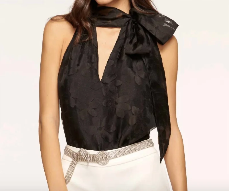 Unbeatable Deals Claudia Bow Top In Black Petal