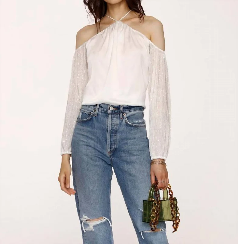 Sustainable Fashion Extravaganza Chase Top In Eggshell