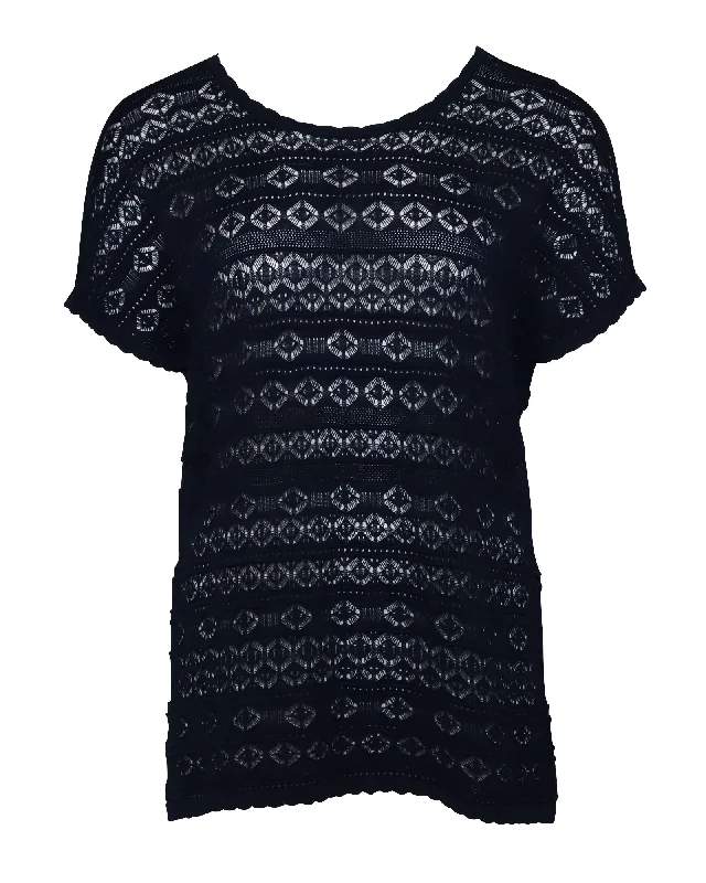 Sustainable Fashion Extravaganza Diane von Furstenberg Knitted Top in Navy Blue Viscose