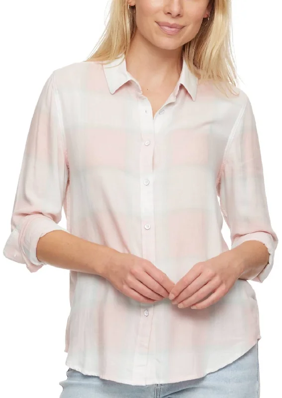 Feminine Luxe Style Sale Brookfield Plaid Shirt In Pink