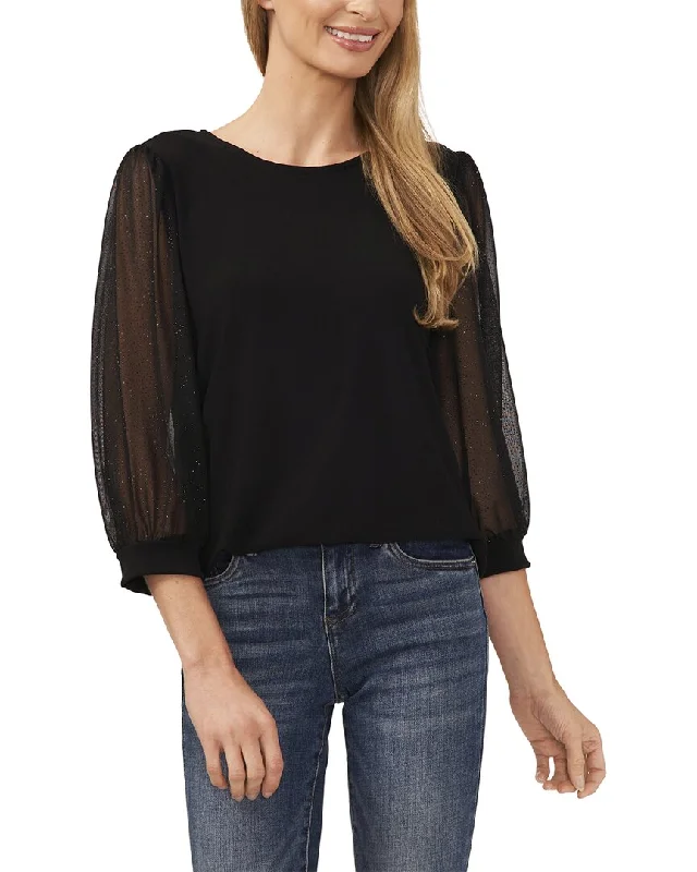 Fall Sale, Prices Drop CeCe 3/4-Sleeve Mixed Media Top