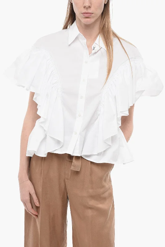 End Of Season Sale AZ Factory Cotton Shirt with Ruffled Sleeves and Bottom