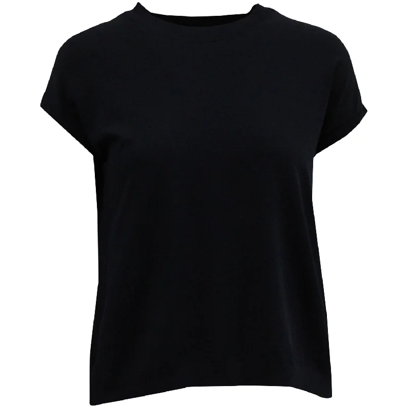 Trendy Women's Wear Collection Theory Knitted Shirt in Navy Blue Polyester