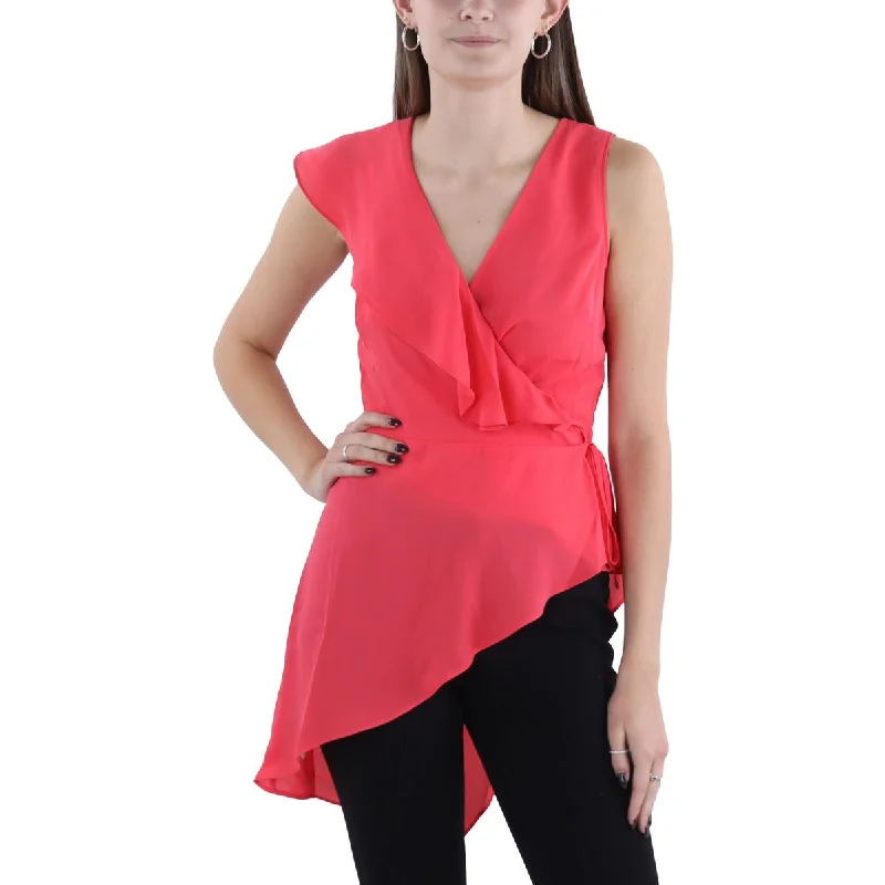 Chic Trend Collection Womens Ruffled Asymmetric Wrap Top