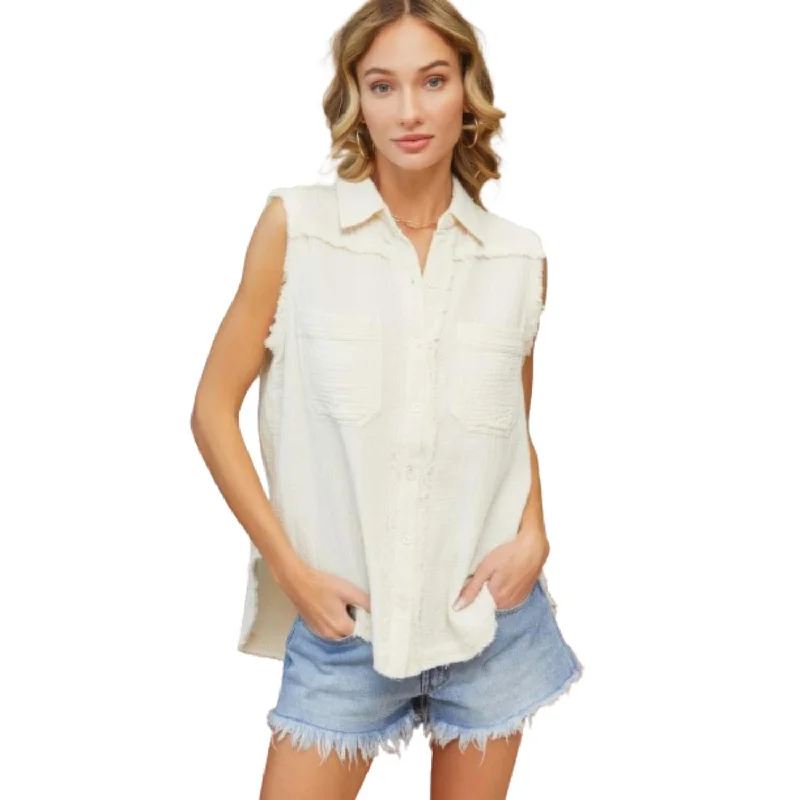 Refined Fashion Sale Washed Cotton Gauze Shirt