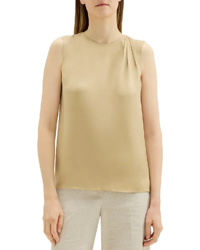 Bid Farewell To The Old Season Theory Pleat Shell Silk Shirt