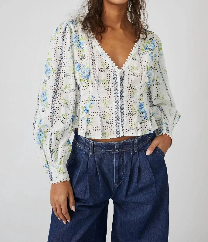 Flash Sale Now Blossom Eyelet Top In White