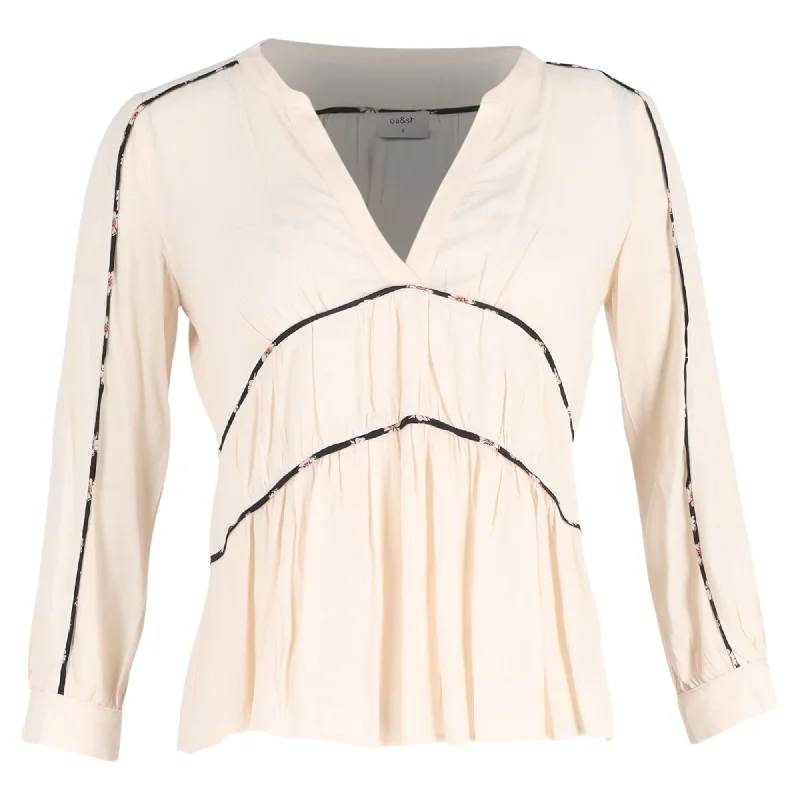 Seasonal Trends Ba&Sh V-Neck Top in Cream Viscose