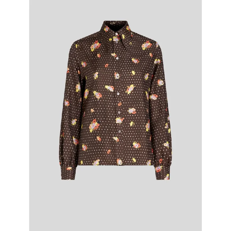 Street Chic Discounts TWILL SHIRT WITH FLOWERS AND POLKA-DOTS