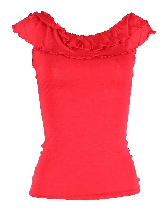 Seasonal Style Discounts Christian Dior Ruffled Top in Red Viscose