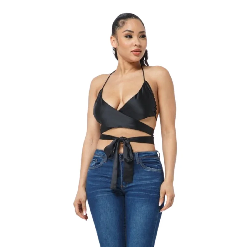 Winter Warehouse Sale Satin Wrap Around Top