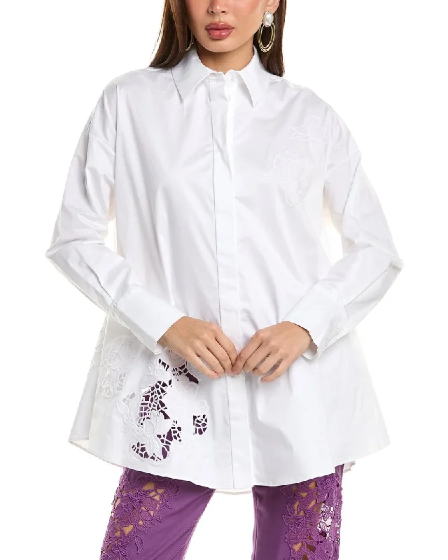 Trendy Street Style Oscar de la Renta Gardenia Threadwork Shirt