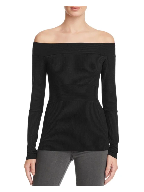 Hot Items Womens Off-The-Shoulder Ribbed Knit Casual Top