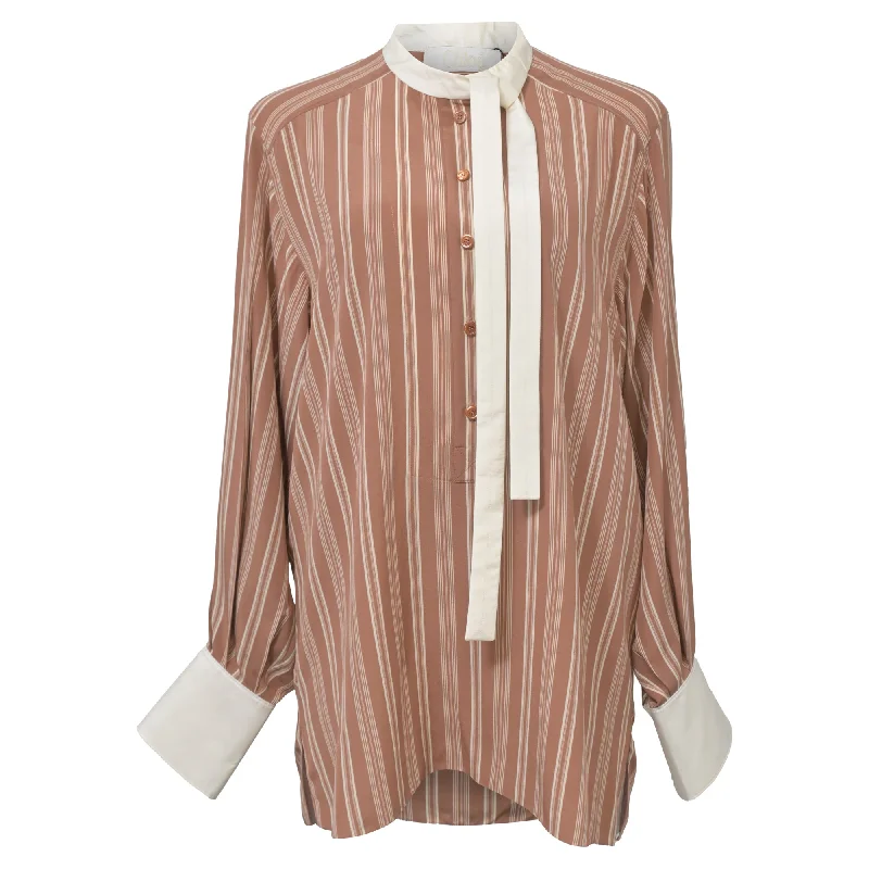 Athleisure Style Sale Chloé Striped Shirt in Brown Silk