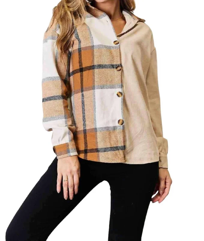 Essentials On Sale Plaid Print Dropped Shoulder Shirt