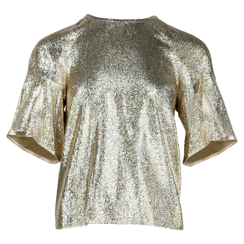 Edgy Fashion Deals Stella McCartney Flared Sleeve Top in Gold Polyester