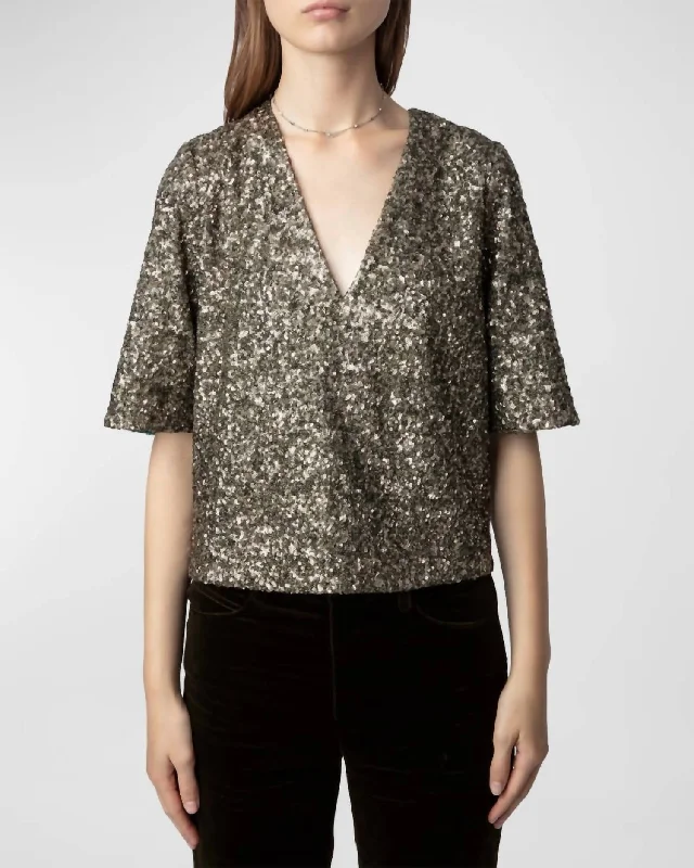 Retro Style Promotions Tytane Sequin Top In Bronze