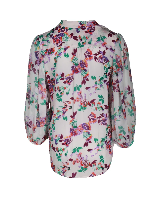 Relaxed Style Saloni Floral-Print Shirt in Multicolor Silk