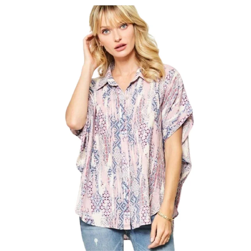 Fashion Forward Femininity Ornately Patterned Woven Top