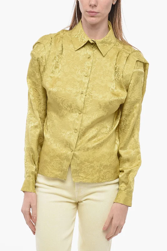 Catch Every Fashion Trend The Garment Damask Silk Shirt with Padded Shoulders