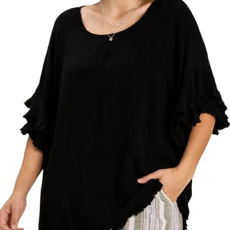 Fashion Forward Deborah 3/4 Sleeve Top In Black