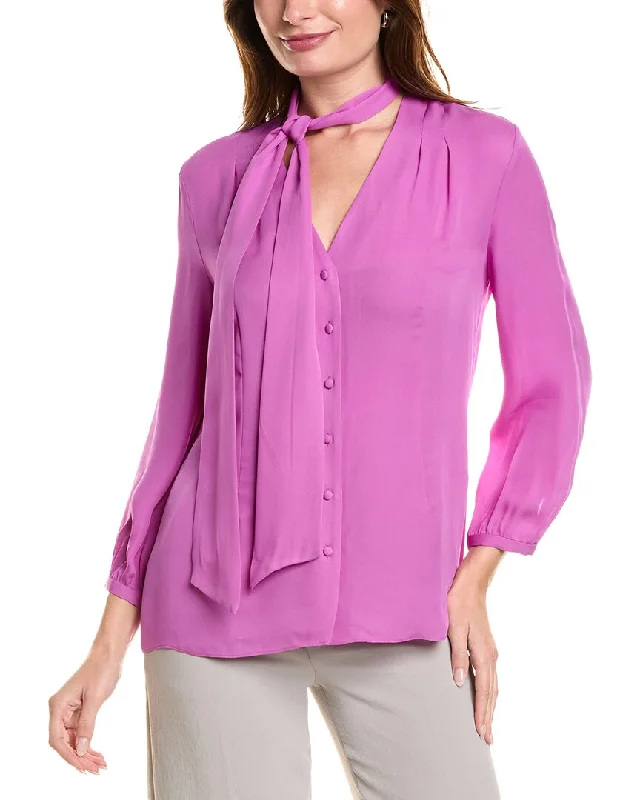 Comfortable Chic Elie Tahari Tie Silk Shirt