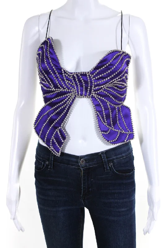 Vintage-Inspired Style Offers Area Crystal Bow Top in Purple