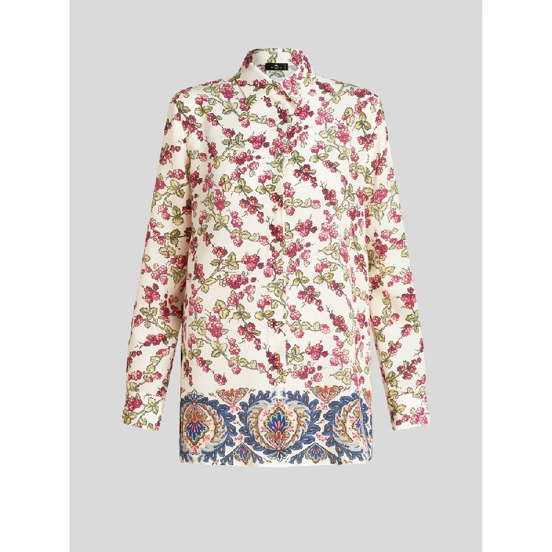 Sleek Style Discounts LONG SHIRT WITH BERRY PRINT