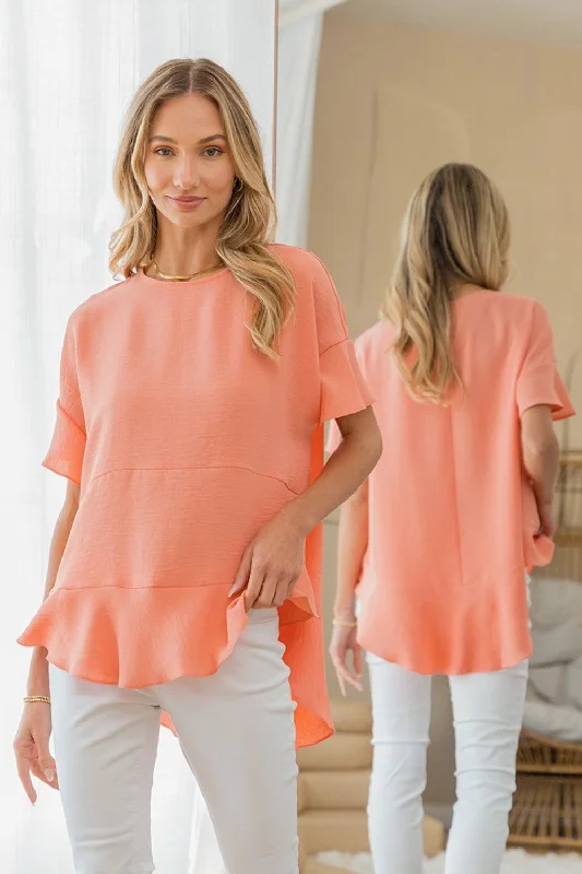 Exclusive Discounts Round Neck Ruffled Top