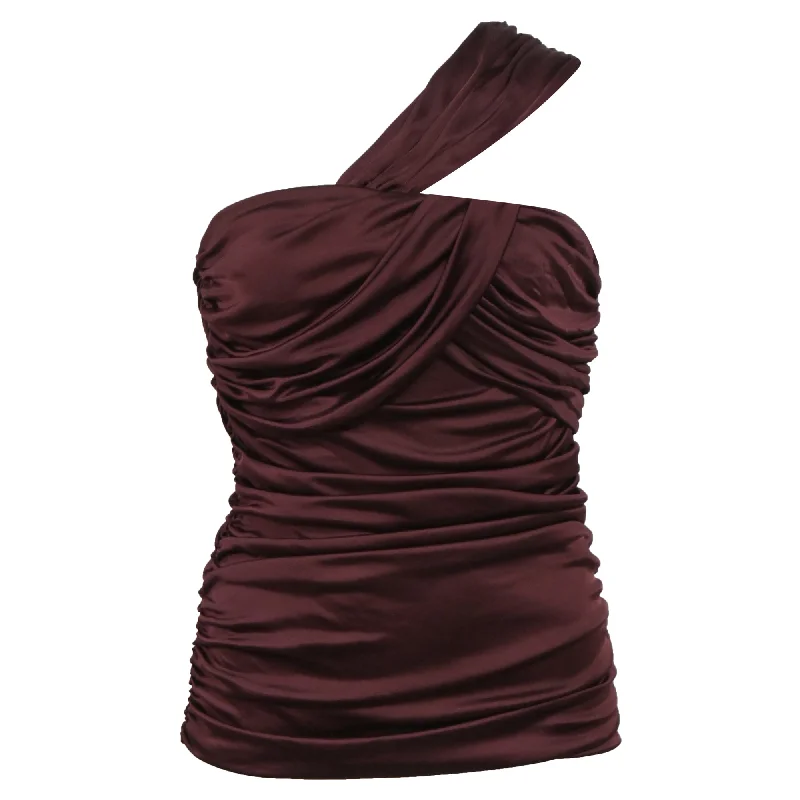 Fresh Fashion Discounts Viktor & Rolf One Shoulder Evening Top in Burgundy Polyester