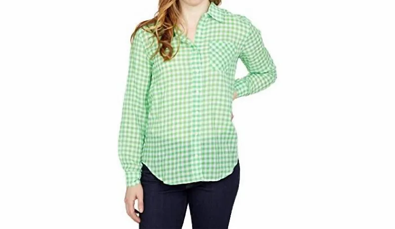 High-End Style Discounts Day Button Front Shirt In Green/white