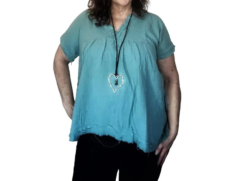 Fast Fashion Favorites Danica Cotton Gauze Top In Teal