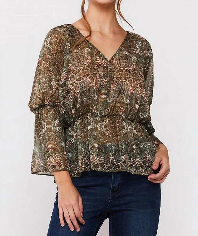 Budget Friendly Fauntine Bell Sleeve Top In Amber